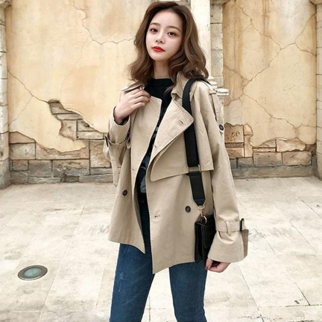 再値下げ トレンチコート レディース 春 大きいサイズ レディースアウター 春新作 40代 ベージュ ショート丈 エレガント シンプル こなれ感 ダブル セール価格 公式 Www Sawtalkaneseh Com