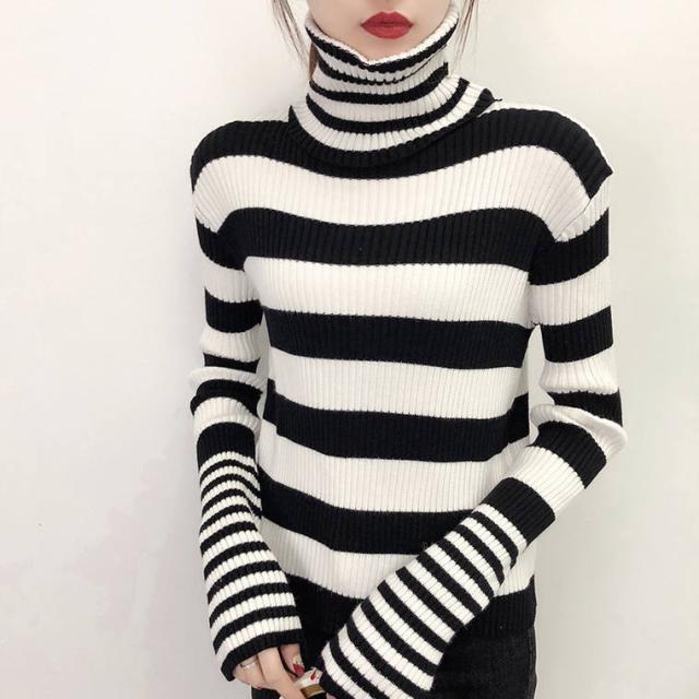 トップス ニット セーター インナー ボーダー 柔らかい 暖かい ニットシャツ ハイネックの通販はau Wowma ワウマ It Iz 商品ロットナンバー