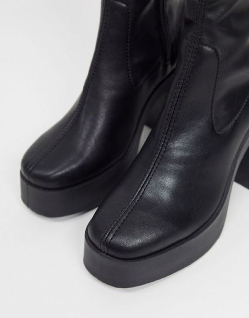 となる㊋ エイソス Elsie high heeled sock boot in black PU Black PUの通販はau PAY マーケット - Revida|商品ロットナンバー:500083681 レディース ブーツ・レインブーツ シューズ ASOS DESIGN についての