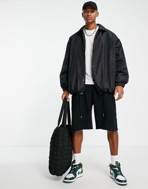 エイソス メンズ ジャケット・ブルゾン アウター ASOS DESIGN extreme oversized shower resistant rain jacket in black Black