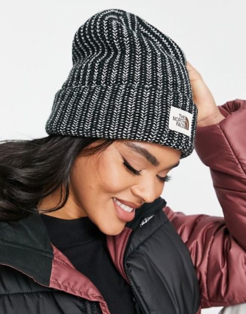 ノースフェイス レディース 帽子 アクセサリー The North Face Salty Bae beanie in black Blackの