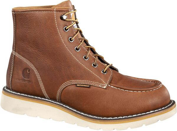 カーハート メンズ ブーツ・レインブーツ シューズ Carhartt Men's Moc Toe Wedge 6'' Waterproof Steel Toe Work Boots Tan