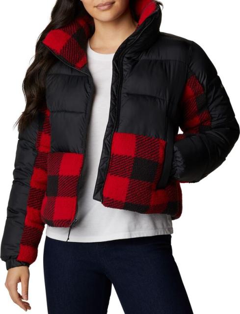 コロンビア レディース ジャケット ブルゾン アウター Columbia Women S Leadbetter Point Sherpa Hybrid Jacket Black Red Buffalo Pla