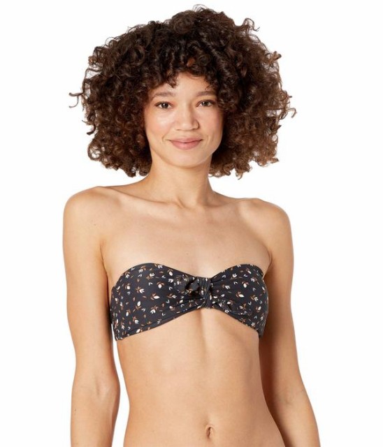 ビラボン レディース トップのみ 水着 Tropic Moon Tie Front Bandeau Top Black Pebble