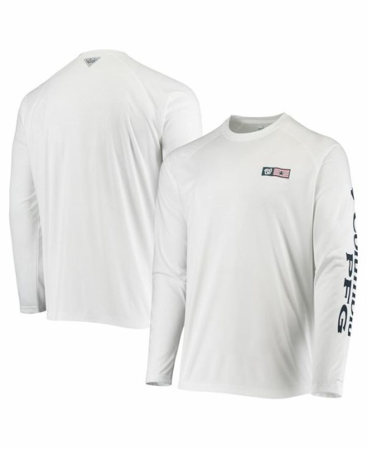 コロンビア メンズ Tシャツ トップス Men's White Washington Nationals Americana Terminal Tackle Omni-Shade Raglan Long Sleeve T-sh