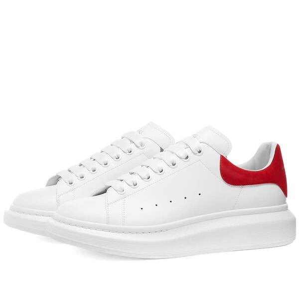 アレキサンダー・マックイーン メンズ スニーカー シューズ Alexander McQueen Heel Tab Wedge Sole Sneaker White & Lust Red