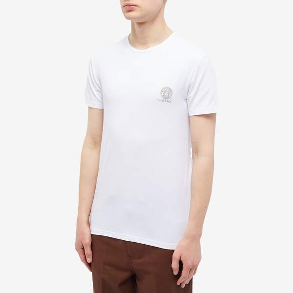 超目玉アイテム ヴェルサーチ メンズ Tシャツ トップス Versace Medusa Head Cotton Stretch Tee 2 Pack White 圧倒的高評価