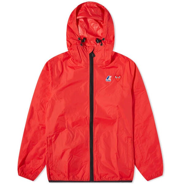 コム・デ・ギャルソン メンズ ジャケット・ブルゾン アウター Comme des Garcons Play x K-Way Full Zip Packable Jacket Red