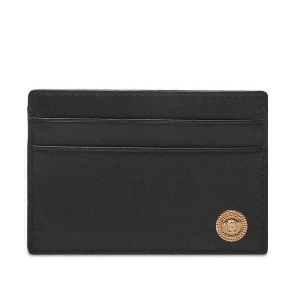 ヴェルサーチ メンズ 財布 アクセサリー Versace Medusa Head Medallion Card Holder Black & Gold