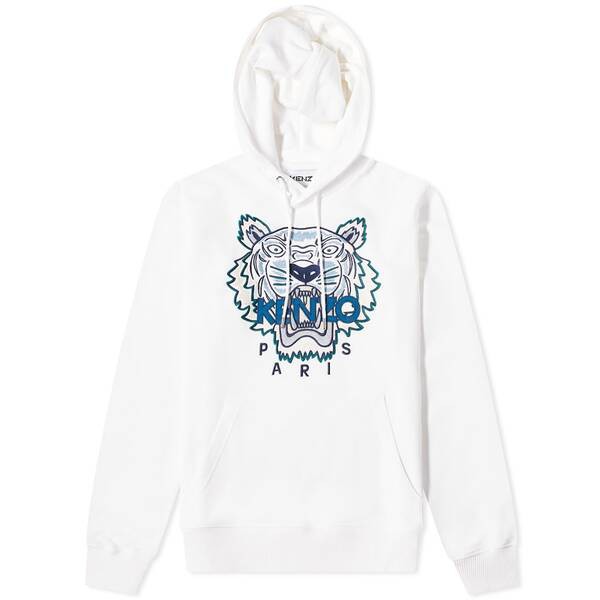 ケンゾー メンズ パーカー・スウェット アウター Kenzo Embroidered Tiger Popover Hoody White