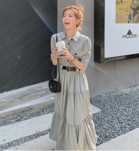 手数料安い ワンピース シャツワンピース レディース 40代 マキシワンピース 大人可愛い 春 夏 半袖 無地ワンピース きれいめフレアスカート 上品 オ 希少 大人気 Arnabmobility Com