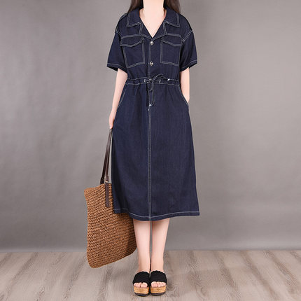 未使用 ワンピース レディース 夏服 デニム ミモレ丈 ミディアム お出かけ 大人可愛い シンプル カジュアル ロング丈 代 30代 Aライン ウエス 格安即決 Fcrtt Org