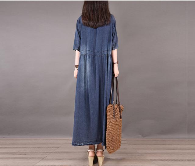 人気ブランド ワンピース レディース 夏服 マキシ ロング丈 デニム シンプル お出かけ デート 旅行 ゆったり Aライン マタニティ 代 30代 グレー ブ 新規購入 Centroprofesorjuanbosch Com