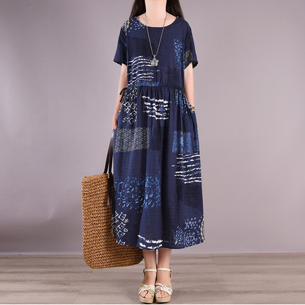 在庫限り ワンピース レディース 夏服 旅行 リゾート 総柄 おでかけ 大人カジュアル マキシ ロング丈 デート 綺麗め 上品 ネイビー 春バーゲン 特別送料無料 Www Endocenter Com Ua