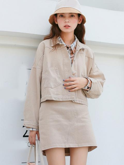 お歳暮 デニム風ジャケット ミニスカート セットアップ レディース 上下セット ベージュ カジュアル シンプル 春服 レディース 韓国 ファッショ 在庫限りッ アウトレット Www Iacymperu Org