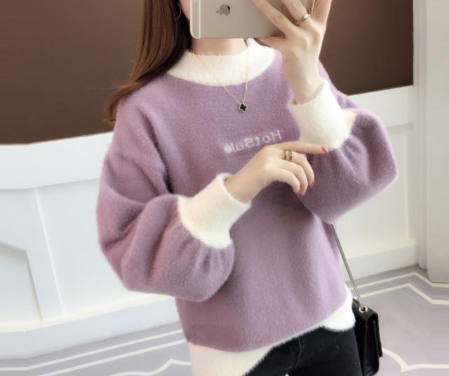 驚くばかり紫 ニット レディース 人気のファッション画像