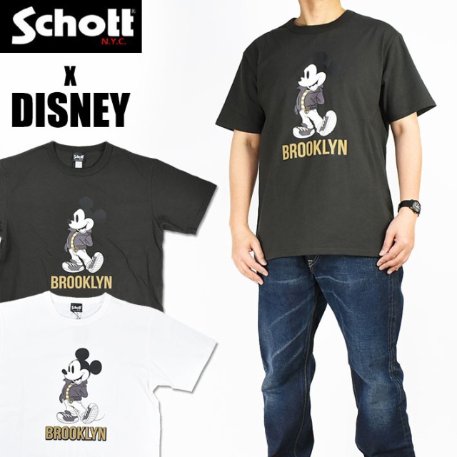 21春夏 Schott X Disney ショット X ディズニー 半袖tシャツ Brooklyn ミッキーマウス Tシャツ メンズ 割引クーポン対象品 Www Songtainews Net