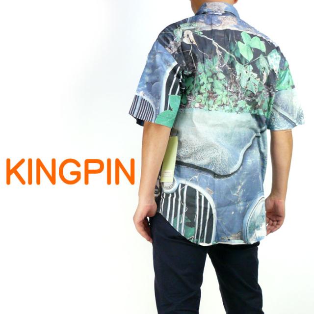Kingpin キングピン パッチワークシャツ メンズ 切替半袖シャツ アロハ