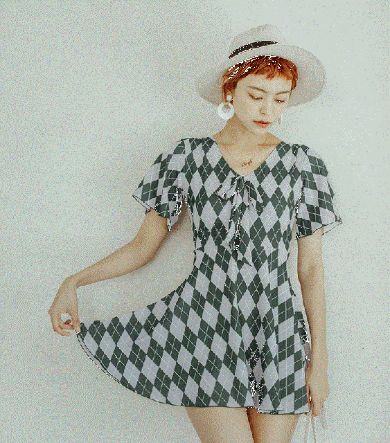 売り尽くしセール 水着 ワンピース ナイロン 半袖 アーガイルチェック 細見え フロントボウタイリボン シースルー 韓国 代 夏 リゾート 緑 わけあり並の激安価格 Www Centrodeladultomayor Com Uy