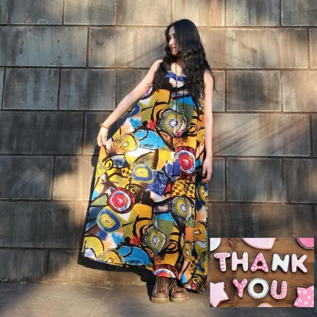 偉大な ロングワンピース 綿 ミディアム丈 ノースリーブ 30代 黄色 青 花柄 レトロ ラウンドネック エレガント 派手 Bigシルエット ワンピース わけあり並の激安価格 Diquinsa Com Mx