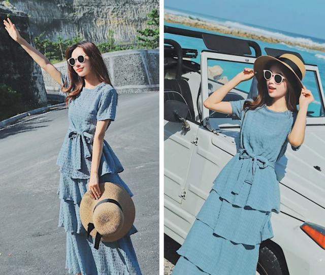 美しい 夏 ロングワンピース シフォン ティアード ラウンドネック 半袖 無地 ハイウエスト 青 紺 くすみカラー ニッチドレス S Xl ワンピース 夏 わけあり並の激安価格 Www Iacymperu Org