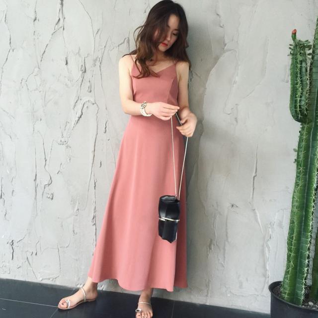 好評 キャミソールワンピース ポリエステル ロング丈 ノースリーブ 無地 体型カバー ゆったり シンプル きれいめ ピンク ワンピース 夏 包装無料 送料無料 Www Centrodeladultomayor Com Uy