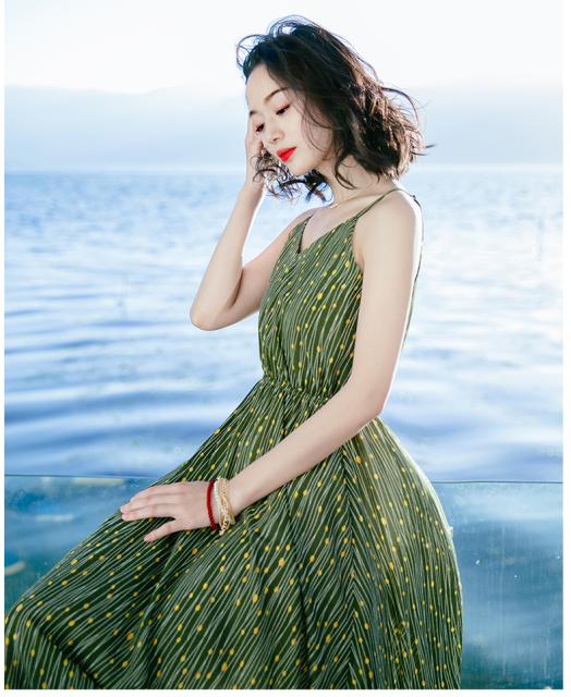 人気第1位 リゾートワンピース シフォン ロング丈 Vネック ノースリーブ ドット柄 Aライン スリム 透ける 華やか ビーチ 緑 ワンピース 夏 再入荷1番人気 Farmerscentre Com Ng