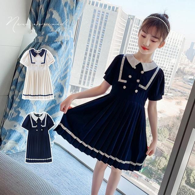 残りわずか 在庫限り超価格 韓国子供服 ワンピース 女の子 夏服 半袖ワンピース 折り襟 子供ドレス 誕生日 お姫様 おしゃれ 通学着 お出かけ110 160cm新作 在庫限り Simasenegal Cilss Int