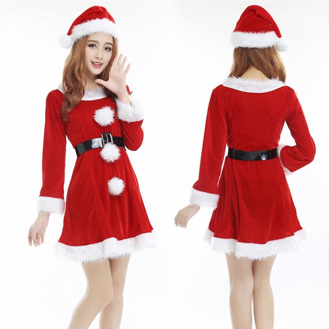レディース サンタ コスチューム ロング丈 クリスマス コスプレ 衣装 大きいサイズ パーティー 人気 新作
