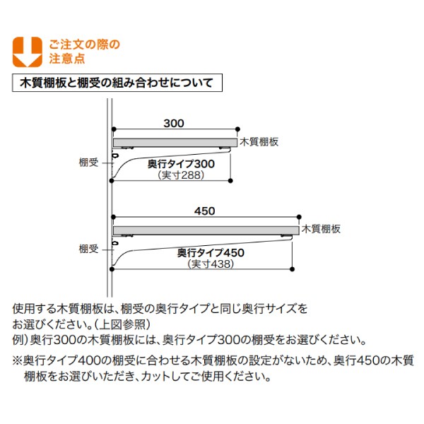 棚受（木質棚板用）アームハング棚柱SS対応 2本入、SSシルバー、奥行タイプ300（SSMD30S）南海プライウッド NANKAI じゅう