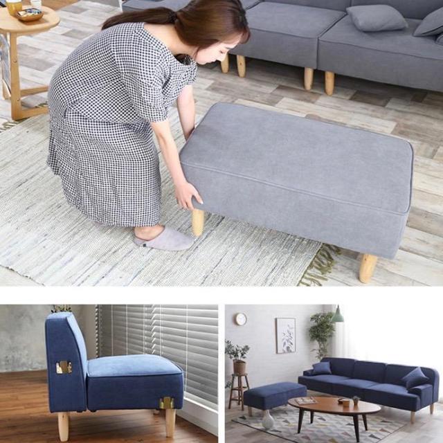 最終値下げ Marsh 3人掛 ファブリック カウチソファ フロアソファ オットマン セット ブルー グレー 数量は多 David Olkarny Com