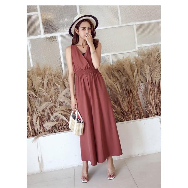 絶対一番安い オールインワン ワイドパンツ レディース 夏 リゾートワンピース風 シフォン パンツドレス きれいめ ハイウエスト Vネック ボヘミアン リ 特別送料無料 Speufpel Com
