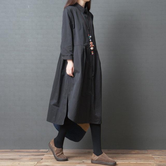 好評継続中 シャツワンピース 秋 レディース ワンピース 長袖 膝丈 チュニック Aラインワンピース ゆったり 秋ワンピース 無地 体型カバー ママ 30代 在庫限りッ アウトレット Asadtv Com