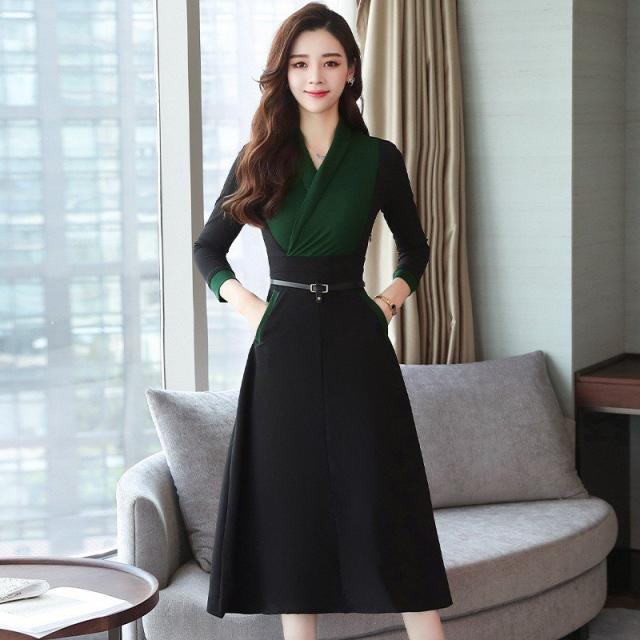 21春夏新色 ワンピース レディース 40代 秋 きれいめ ミモレ丈 長袖 Vネック Aライン ベルト付き 着痩せ お洒落 上品 大人 秋服 通勤 二次会 結婚式 メール便送料無料 Farmerscentre Com Ng