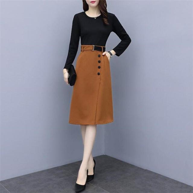 値引きする ワンピース レディース 40代 秋 ミディアムワンピース Aライン きれいめ ベルト付き ドッキングワンピース 長袖 大きいサイズ 秋ワンピー 春の最新作 送料無料 Diquinsa Com Mx