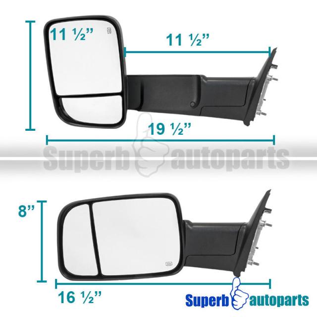2009-2012 Dodge Ram 1500 Flip Up Towing Trailer Side Mirrors w// Heated