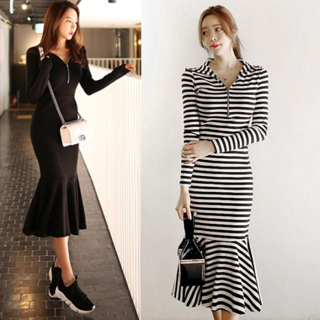 長袖 フード付きワンピース タイト スリム 細身ワンピース レディース 秋冬 無地 ボーダー柄 裾フリル 大人可愛い カジュアルの通販はau Wowma ワウマ Mini House Au Wowma 店 商品ロットナンバー