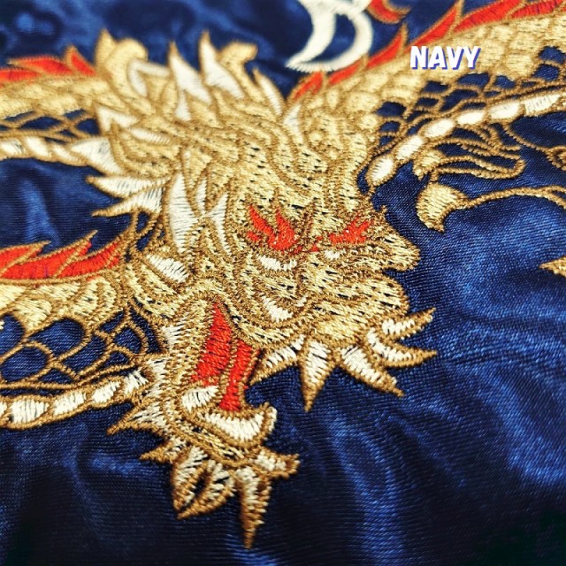 【新主己】 双龍 刺繍スカジャン ブラック・ネイビー （M・L・LL） 龍 富士山 JAPANの通販はau PAY マーケット