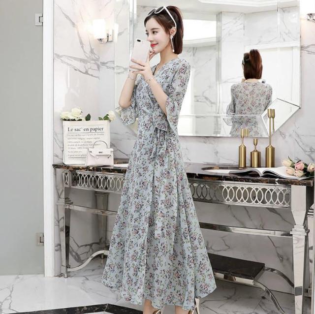 シフォン ワンピース 花柄 マキシワンピース 花柄のワンピース 花柄 ロングワンピース 花柄 ワンピース 夏ワンピース 大きいサイズ マキの通販はwowma ワウマ M Y Collection 商品ロットナンバー