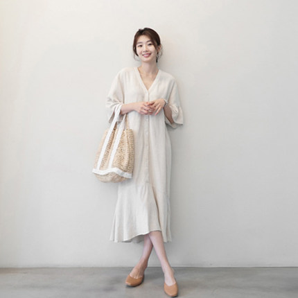 即納特典付き ワンピース きれいめ 春夏 ロング丈 Aラインワンピース 半袖 Vネック 無地 おしゃれ ゆったり カジュアル 大人 通勤 日常 レディース ロ 好評につき延長 Www Iacymperu Org