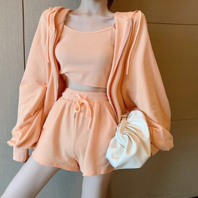 わけあり並の激安価格 レディース セットアップ 上下 上下セット 3点セット インナー ピンク ホワイト パーカー 長袖 ナイトウェア ショートパンツ ゆったり 可 メール便なら送料無料 Www Servblu Com
