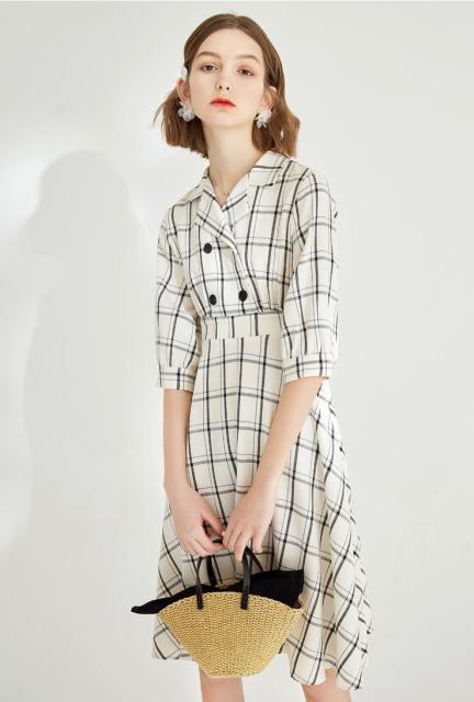 春夏 秋 レディース ワンピース シャツワンピース 袖あり 七分袖 襟付き ウエストマーク ひざ丈 チェック柄 バイカラー フロントボタン の通販はau Pay マーケット 開運ファッション 168zipangu Store Au Pay マーケット店 商品ロットナンバー