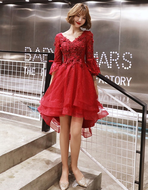 ミニドレス パーティードレス ローブデコルテ ミニ ドレス ワンピース 袖付き 五分袖 フィッシュテール 3xlの通販はau Pay マーケット Happy Dress Wowma店 商品ロットナンバー