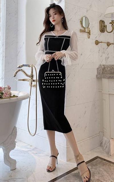 ミニドレス 結婚式 パーティードレス 二次会 ミニ ドレス 膝丈 ワンピース 膝下 タイトスカート へプラム袖 透け感の通販はau Pay マーケット Happy Dress Wowma店 商品ロットナンバー