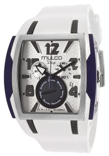 Mulco深いホワイトダイヤルクロノグラフシリコーンユニセックス時計mw