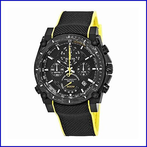 再再販 Bulova 98b312 Precisionistメンズ腕時計ブラック イエロー46 5 Mmブラックipステンレススチールと