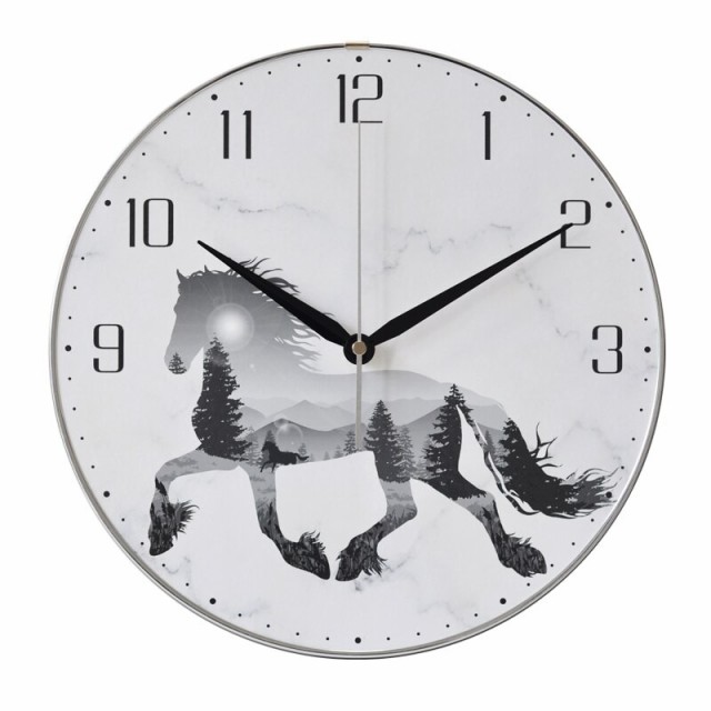 Expectation 馬 イラスト 自然 モノクロ 時計 インテリア Clock クロック 壁掛け ウォール ウォッチ オシャレ 公式
