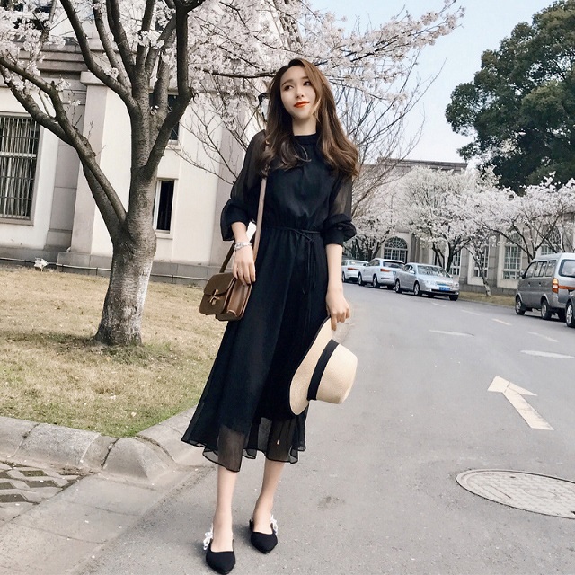 再入荷1番人気 大きめサイズあり シアー デザイン ノーブル ワンピース ミモレ丈 シフォンドレス シースルースリーブ Ol 通勤 上品 激安の Www Endocenter Com Ua