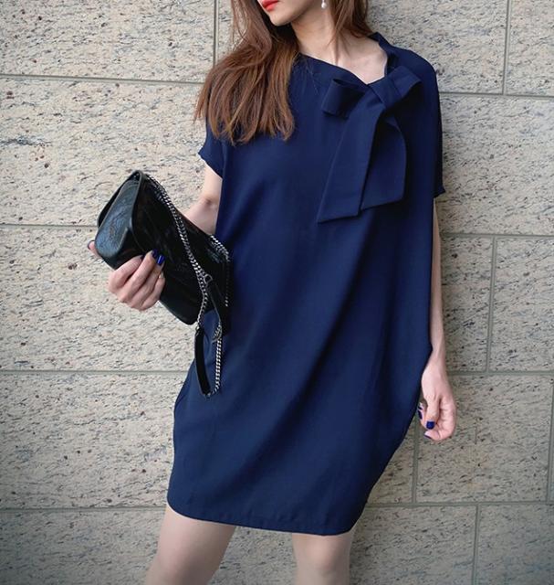 希少 大人気 コクーンシルエット 首元リボン ミニワンピース 膝上 ミニドレス 長袖 Ol デート クリアランスバーゲン 期間限定開催 Centroprofesorjuanbosch Com