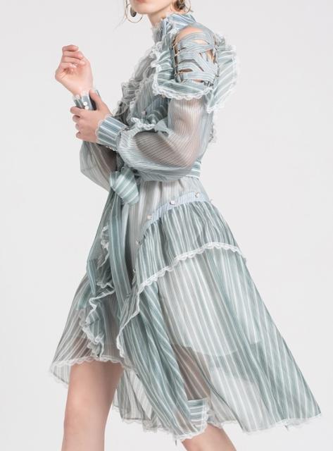 21年春夏再入荷 モード系 ランダムフリル シアーデザイン ワンピース 膝丈 キュート ふるさと納税 Alimamiy Ru